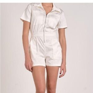 Elan White Short Sleeve Romper NWT IN BAG